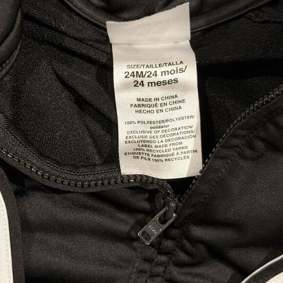 Adidas Toddler Tracksuit 2 pc Set Black and White Jacket and Pants Size 24M - Picture 5 of 6